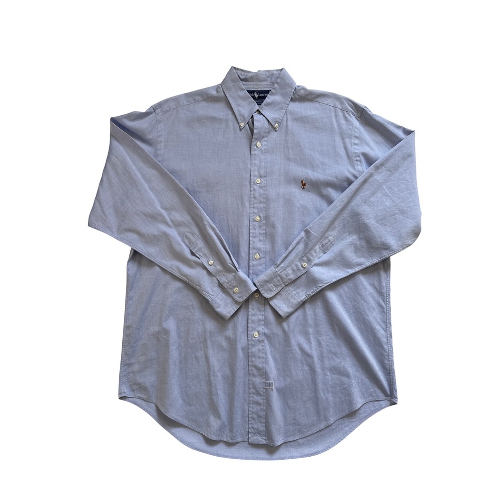 Polo Ralph Lauren Yarmouth Mens 16-35 Blue Oxford Cotton Button Down Shirt